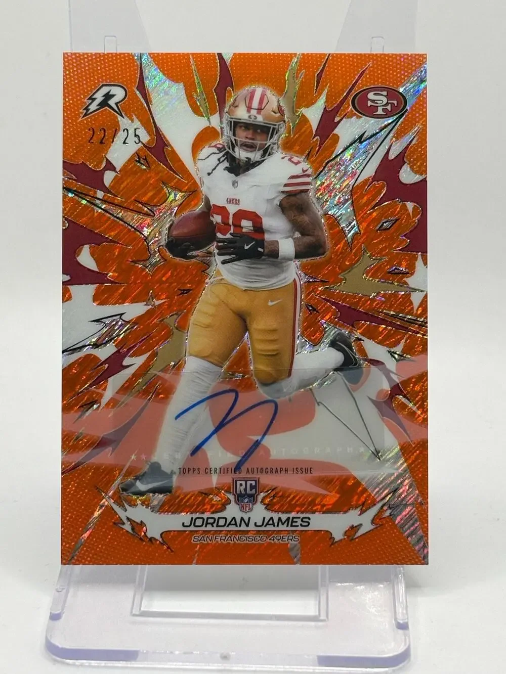 2025 Topps Resurgence Jordan James Rookie Orange Surge Auto 22/25 SP 49ers RC